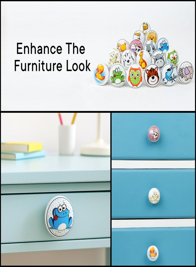 Indian-Shelf Handmade Ceramic Knobs for Kids Room Multicolor Kid Drawer Pulls Round Flat Animal Kitchen Cabinet Handles -8 Pieces(1.5 Inches) - Image 5